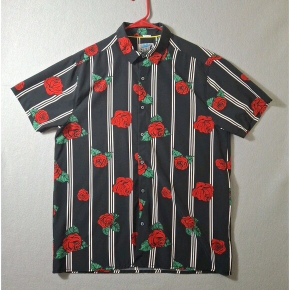 Fresh Prince Of Bel-Air 90s TV Show Button Shirt Retro Roses Y2K Large - Picture 1 of 7